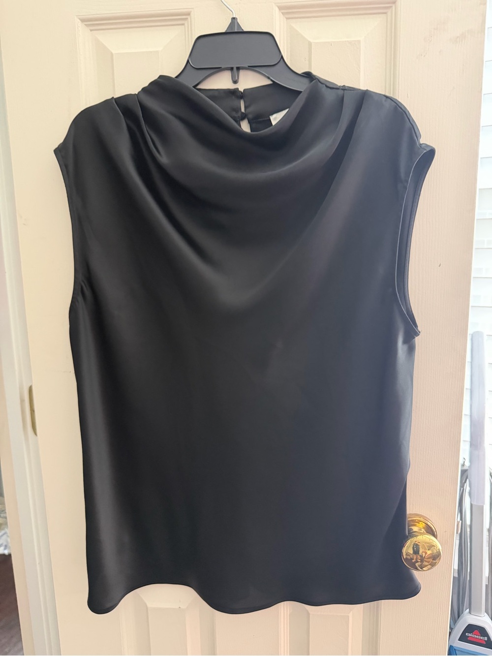 LOFT Black Sleeveless Cowl Neck Satin Camisole